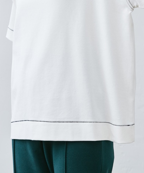 PUAL CE CIN(ピュアルセシン)の「フロッキープリント配色ステッチT(Tシャツ/カットソー・レディース・オフホワイト/チャコールグレー/グレイッシュベージュ・FREE)」の18枚目の写真