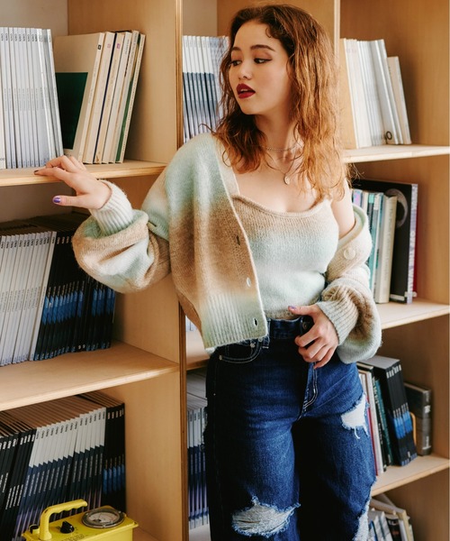 SPIRALGIRL（スパイラルガール）の「グラデーション二ットアンサンブル（ニット/セーター・レディース・ピンク系/グリーン系・FREE）」の3枚目の写真