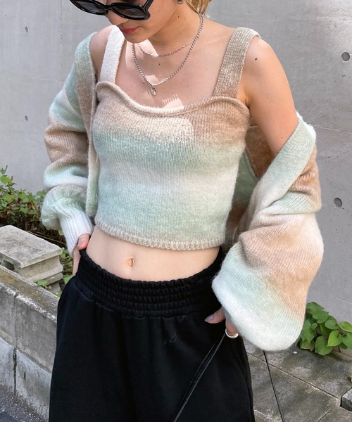 SPIRALGIRL（スパイラルガール）の「グラデーション二ットアンサンブル（ニット/セーター・レディース・ピンク系/グリーン系・FREE）」の6枚目の写真