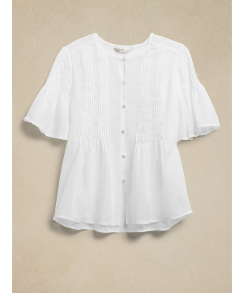 Banana Republic(バナナリパブリック)の「ラミーピンタック シャツ(シャツ/ブラウス・レディース・ブルー系その他/ホワイト/グリーン・S/L/XS/M)」の9枚目の写真