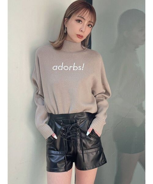 GYDA(ジェイダ)の「フェイクレザー レースアップショートパンツ(その他パンツ・レディース・ブラック/ブラウン・FREE)」の7枚目の写真