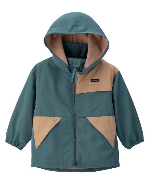 combimini(コンビミニ)の「フード脱着&収納ブルゾン(バイカラー)(ブルゾン・キッズ・グリーン系その他/ベージュ・120/100/130/110/90/80)」の1枚目の写真
