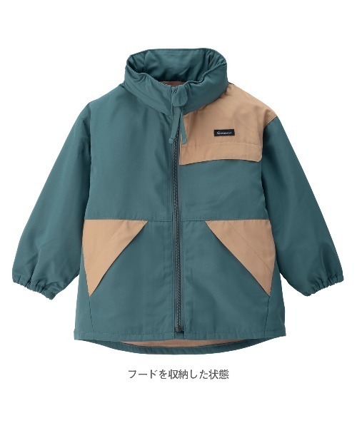 combimini(コンビミニ)の「フード脱着&収納ブルゾン(バイカラー)(ブルゾン・キッズ・グリーン系その他/ベージュ・120/100/130/110/90/80)」の4枚目の写真