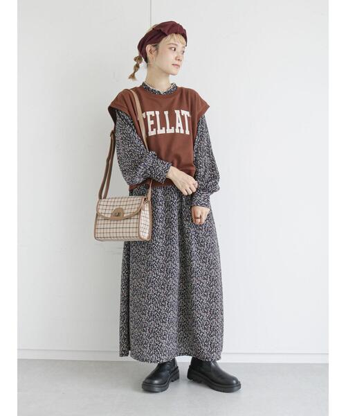 ehka sopo（エヘカソポ）の「カレッジロゴ裏毛ベスト（ベスト・レディース・ブラウン/グレー/キナリ・ﾌﾘ-）」の20枚目の写真