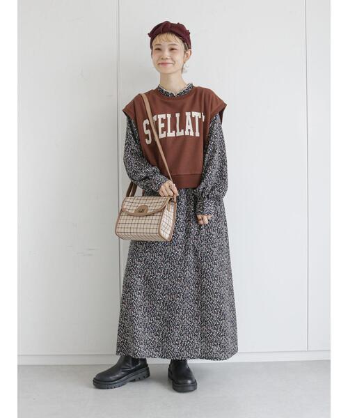 ehka sopo（エヘカソポ）の「カレッジロゴ裏毛ベスト（ベスト・レディース・ブラウン/グレー/キナリ・ﾌﾘ-）」の21枚目の写真