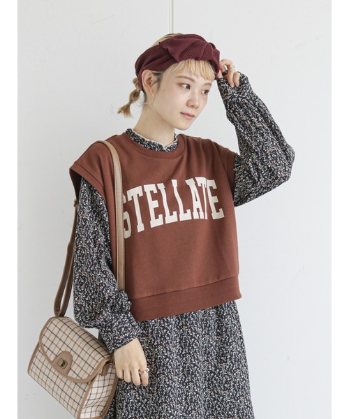 ehka sopo（エヘカソポ）の「カレッジロゴ裏毛ベスト（ベスト・レディース・ブラウン/グレー/キナリ・ﾌﾘ-）」の3枚目の写真