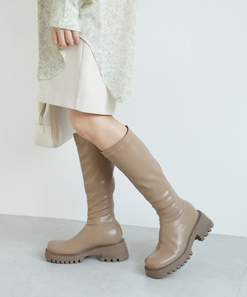 Crisp（クリスプ）の「チャンキーロングブーツ（ブーツ・レディース・ブラック/ベージュ・37/38）」の20枚目の写真