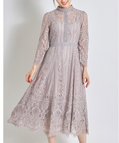 tocco closet(トッコ クローゼット)の「裾スカラップカットパネルレース×ラインレースワンピース(ワンピース・レディース・ブラック/その他・M)」の2枚目の写真