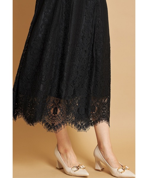 tocco closet(トッコ クローゼット)の「裾スカラップカットパネルレース×ラインレースワンピース(ワンピース・レディース・ブラック/その他・M)」の7枚目の写真