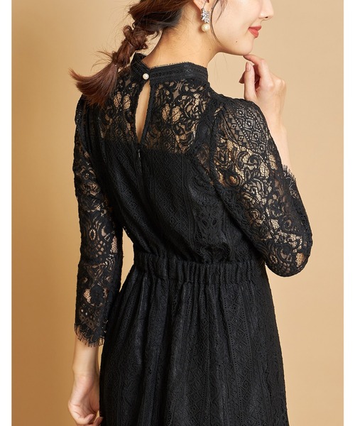tocco closet(トッコ クローゼット)の「裾スカラップカットパネルレース×ラインレースワンピース(ワンピース・レディース・ブラック/その他・M)」の11枚目の写真