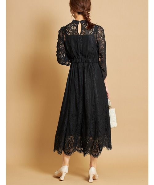 tocco closet(トッコ クローゼット)の「裾スカラップカットパネルレース×ラインレースワンピース(ワンピース・レディース・ブラック/その他・M)」の9枚目の写真