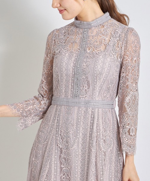 tocco closet(トッコ クローゼット)の「裾スカラップカットパネルレース×ラインレースワンピース(ワンピース・レディース・ブラック/その他・M)」の13枚目の写真