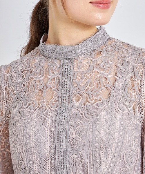 tocco closet(トッコ クローゼット)の「裾スカラップカットパネルレース×ラインレースワンピース(ワンピース・レディース・ブラック/その他・M)」の14枚目の写真