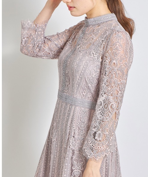 tocco closet(トッコ クローゼット)の「裾スカラップカットパネルレース×ラインレースワンピース(ワンピース・レディース・ブラック/その他・M)」の17枚目の写真
