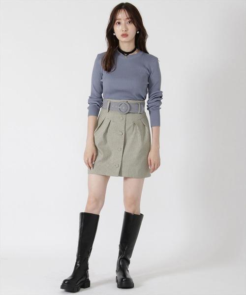 REDYAZEL(レディアゼル)の「クルーネック長袖リブプルオーバー(ニット/セーター・レディース・ベージュ/ネイビー/サックスブルー/ボルドー・FREE)」の8枚目の写真