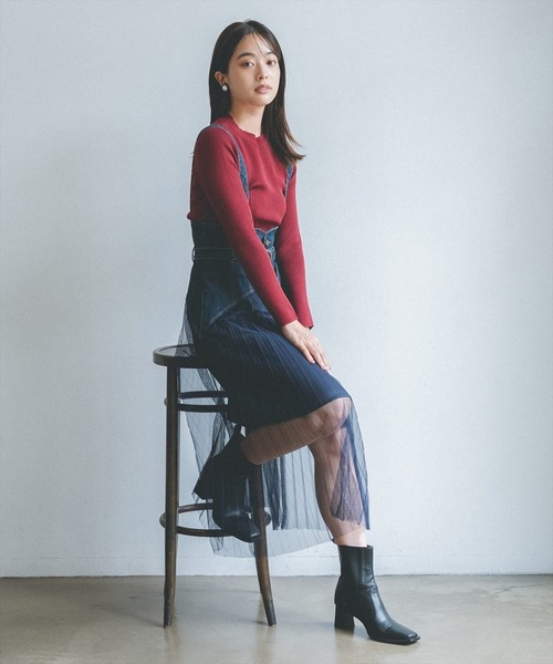 REDYAZEL(レディアゼル)の「クルーネック長袖リブプルオーバー(ニット/セーター・レディース・ベージュ/ネイビー/サックスブルー/ボルドー・FREE)」の15枚目の写真