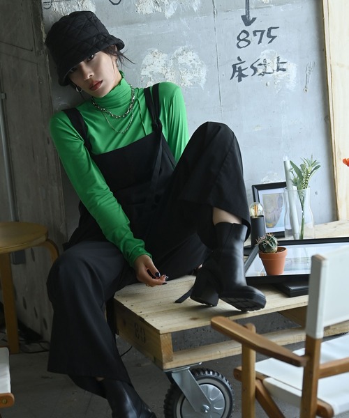 funda mine(ファンダマイン)の「fundamine しっとり柔らかデザインタートルネックトップス(Tシャツ/カットソー・レディース・ブラック/ライム/グリーン・FREE)」の20枚目の写真