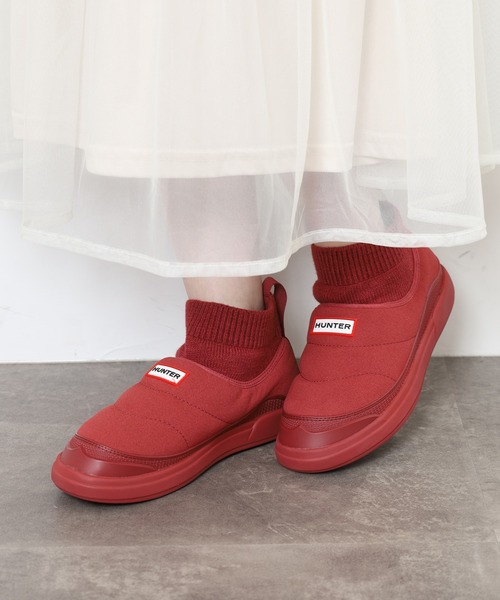 HUNTER IN/OUT イン/アウト カフ ニットブーツ パファー/スウェード