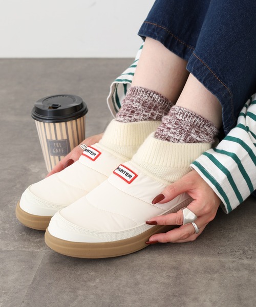 HUNTER IN/OUT イン/アウト カフ ニットブーツ パファー/スウェード