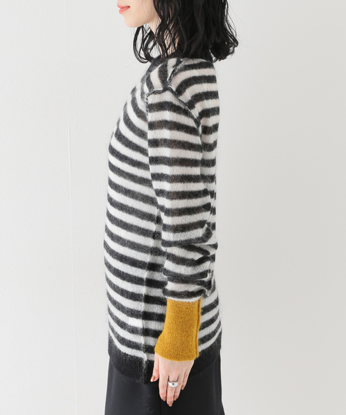 WRAPINKNOT(ラッピンノット)の「【WRAPINKNOT / ラッピンノット】 Mohair Border Knit(ニット/セーター・レディース・チャコールグレー/ホワイト・FREE)」の15枚目の写真