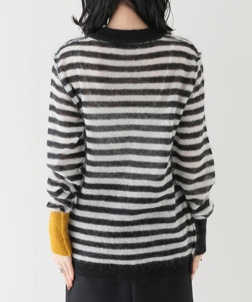 WRAPINKNOT(ラッピンノット)の「【WRAPINKNOT / ラッピンノット】 Mohair Border Knit(ニット/セーター・レディース・チャコールグレー/ホワイト・FREE)」の16枚目の写真