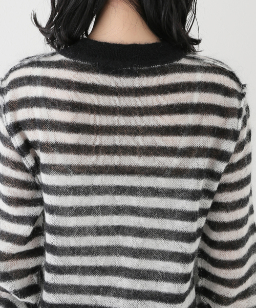 WRAPINKNOT(ラッピンノット)の「【WRAPINKNOT / ラッピンノット】 Mohair Border Knit(ニット/セーター・レディース・チャコールグレー/ホワイト・FREE)」の18枚目の写真