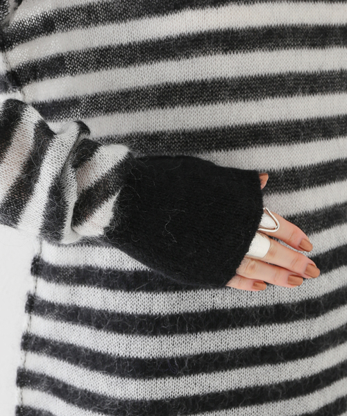 WRAPINKNOT(ラッピンノット)の「【WRAPINKNOT / ラッピンノット】 Mohair Border Knit(ニット/セーター・レディース・チャコールグレー/ホワイト・FREE)」の21枚目の写真