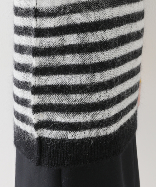 WRAPINKNOT(ラッピンノット)の「【WRAPINKNOT / ラッピンノット】 Mohair Border Knit(ニット/セーター・レディース・チャコールグレー/ホワイト・FREE)」の22枚目の写真