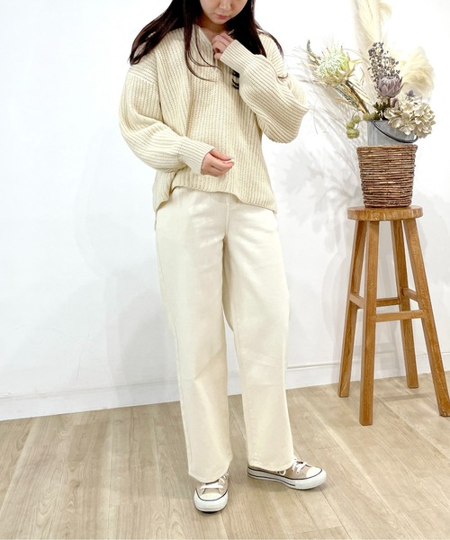 Meli rich（メリーリッチ）の「ジップアップニットプルオーバー（ニット/セーター・レディース・グレイッシュベージュ/ブラック/ライム/オレンジ/アイボリー・MEDIUM）」の18枚目の写真