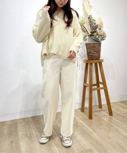 Meli rich（メリーリッチ）の「ジップアップニットプルオーバー（ニット/セーター・レディース・グレイッシュベージュ/ブラック/ライム/オレンジ/アイボリー・MEDIUM）」の14枚目の写真