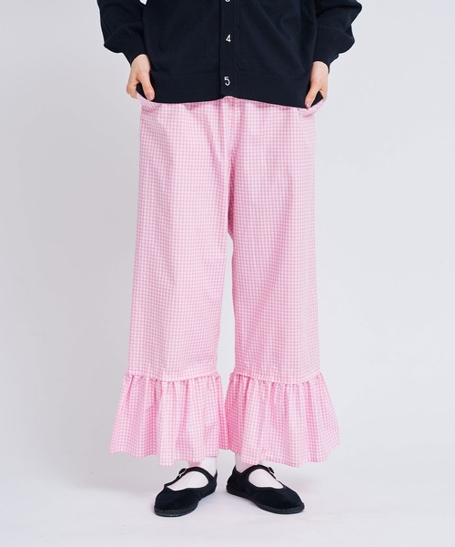【I am I in fact...】ギャザーフリルパンツ ピンク I am I in fact】ギャザーフリルパンツ ピンク