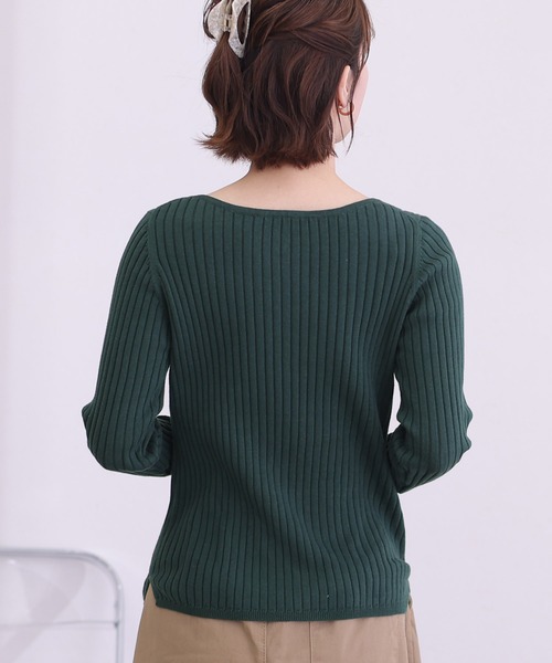 ElegChic(エレグシック)の「リブニットボートネックセーター(ニット/セーター・レディース・ブラック/グレイッシュベージュ/バーガンディー/オフホワイト/ダークグリーン/杢グレー・M/4L/XL)」の18枚目の写真