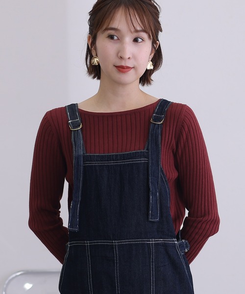 ElegChic(エレグシック)の「リブニットボートネックセーター(ニット/セーター・レディース・ブラック/グレイッシュベージュ/バーガンディー/オフホワイト/ダークグリーン/杢グレー・M/4L/XL)」の16枚目の写真