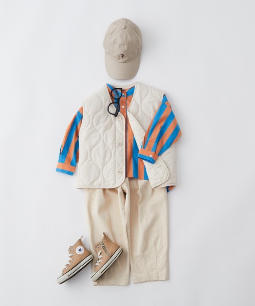 CIAOPANIC TYPY（チャオパニックティピー）の「【KIDS】【OSORO】マルチストライプバンドカラーシャツ（シャツ/ブラウス・キッズ・サックスブルー/パープル/オレンジ/ピンク・M/S/XL/XXL/L）」の8枚目の写真