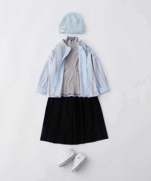 CIAOPANIC TYPY（チャオパニックティピー）の「【KIDS】【OSORO】マルチストライプバンドカラーシャツ（シャツ/ブラウス・キッズ・サックスブルー/パープル/オレンジ/ピンク・M/S/XL/XXL/L）」の5枚目の写真