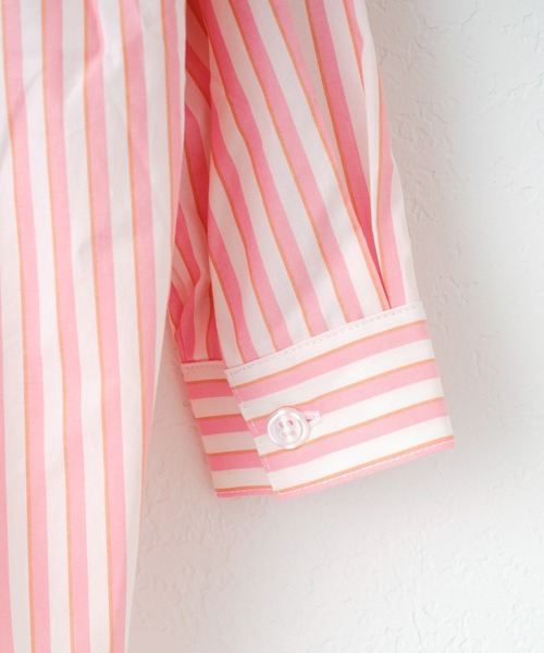 CIAOPANIC TYPY（チャオパニックティピー）の「【KIDS】【OSORO】マルチストライプバンドカラーシャツ（シャツ/ブラウス・キッズ・サックスブルー/パープル/オレンジ/ピンク・M/S/XL/XXL/L）」の16枚目の写真