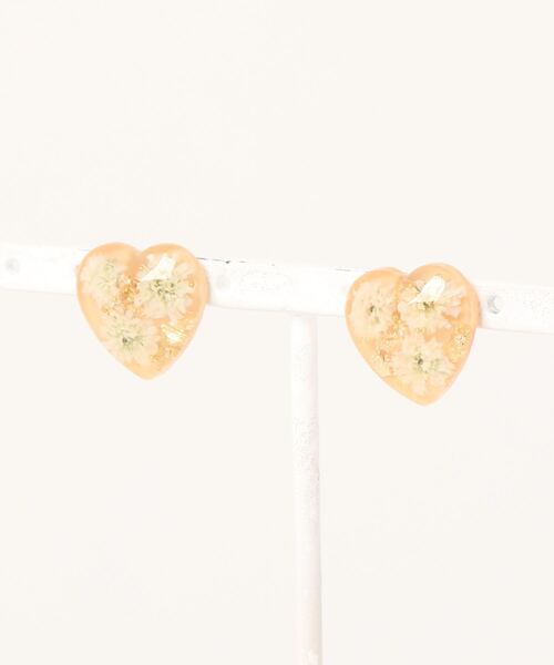 tone(トーン)の「【S.coeuf】【S.coeuf】金属アレルギー対応ピアス ドキドキハート×かすみ草(MA)(ピアス(両耳用)・レディース・ベージュ/グリーン/オレンジ/ホワイト/ブラック/ピンク・FREE)」の6枚目の写真