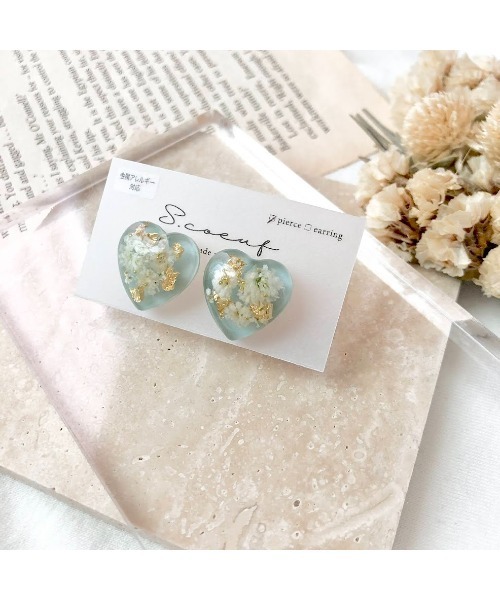 tone(トーン)の「【S.coeuf】【S.coeuf】金属アレルギー対応ピアス ドキドキハート×かすみ草(MA)(ピアス(両耳用)・レディース・ベージュ/グリーン/オレンジ/ホワイト/ブラック/ピンク・FREE)」の7枚目の写真
