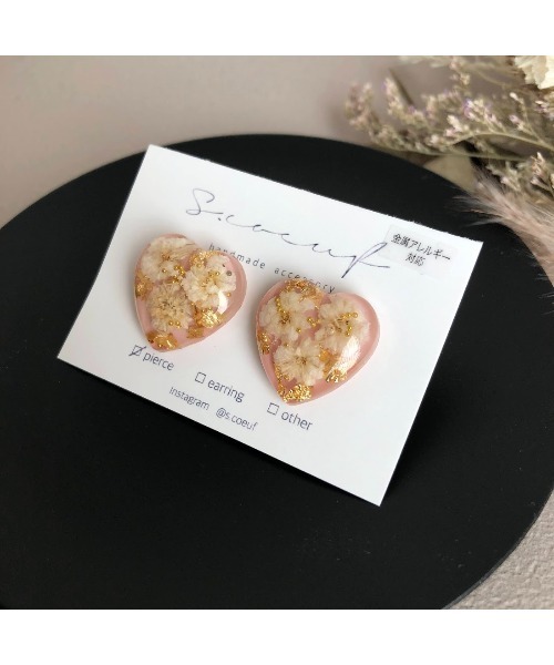 tone(トーン)の「【S.coeuf】【S.coeuf】金属アレルギー対応ピアス ドキドキハート×かすみ草(MA)(ピアス(両耳用)・レディース・ベージュ/グリーン/オレンジ/ホワイト/ブラック/ピンク・FREE)」の16枚目の写真