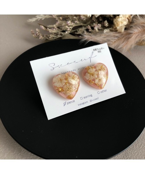 tone(トーン)の「【S.coeuf】【S.coeuf】金属アレルギー対応ピアス ドキドキハート×かすみ草(MA)(ピアス(両耳用)・レディース・ベージュ/グリーン/オレンジ/ホワイト/ブラック/ピンク・FREE)」の17枚目の写真