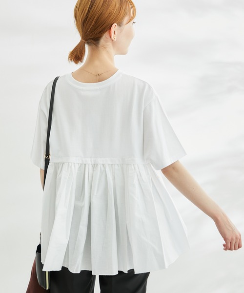 ROPE' PICNIC(ロペピクニック)の「【WEB限定カラー:ネイビー】着丈が選べる/バックギャザー切替トップス/リンクコーデ(Tシャツ/カットソー・レディース・ホワイト/グレー系その他/ブラック/カーキ/ネイビー・38/T38)」の8枚目の写真