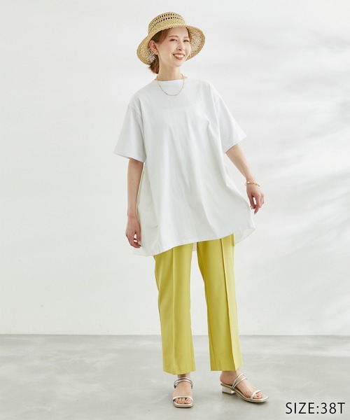 ROPE' PICNIC(ロペピクニック)の「【WEB限定カラー:ネイビー】着丈が選べる/バックギャザー切替トップス/リンクコーデ(Tシャツ/カットソー・レディース・ホワイト/グレー系その他/ブラック/カーキ/ネイビー・38/T38)」の9枚目の写真