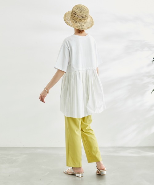 ROPE' PICNIC(ロペピクニック)の「【WEB限定カラー:ネイビー】着丈が選べる/バックギャザー切替トップス/リンクコーデ(Tシャツ/カットソー・レディース・ホワイト/グレー系その他/ブラック/カーキ/ネイビー・38/T38)」の10枚目の写真