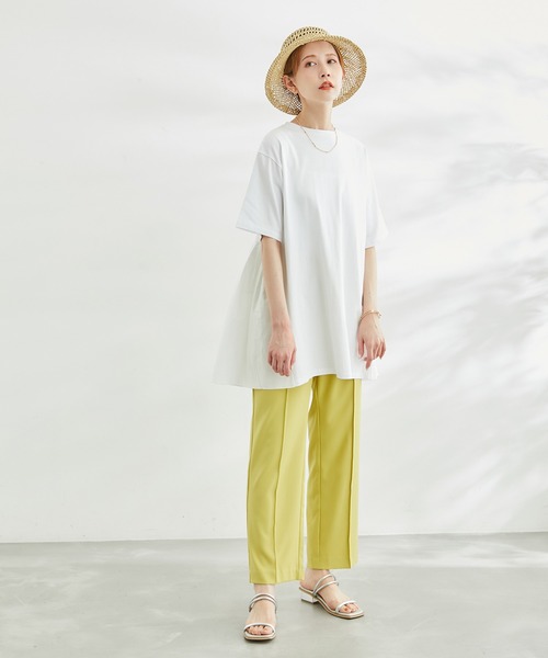 ROPE' PICNIC(ロペピクニック)の「【WEB限定カラー:ネイビー】着丈が選べる/バックギャザー切替トップス/リンクコーデ(Tシャツ/カットソー・レディース・ホワイト/グレー系その他/ブラック/カーキ/ネイビー・38/T38)」の11枚目の写真