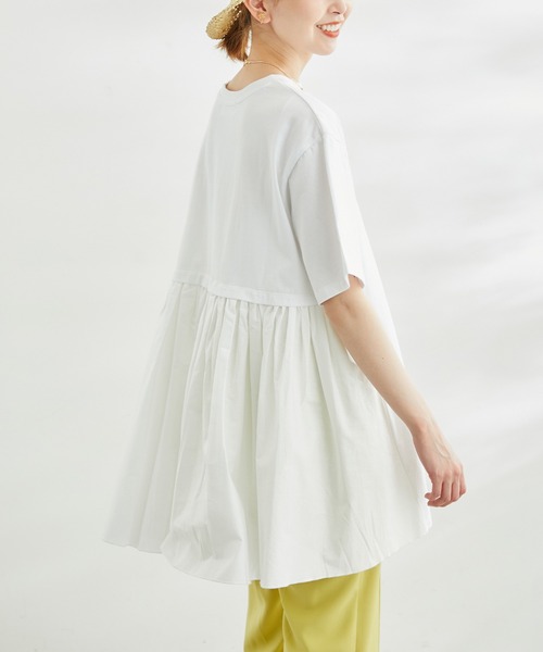 ROPE' PICNIC(ロペピクニック)の「【WEB限定カラー:ネイビー】着丈が選べる/バックギャザー切替トップス/リンクコーデ(Tシャツ/カットソー・レディース・ホワイト/グレー系その他/ブラック/カーキ/ネイビー・38/T38)」の12枚目の写真