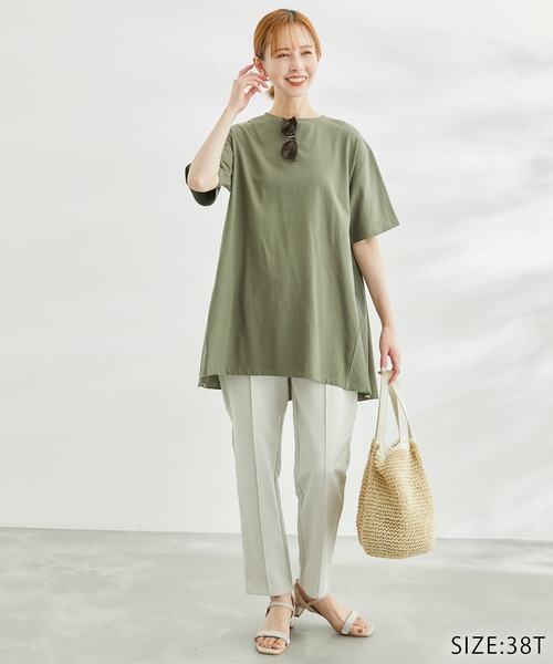 ROPE' PICNIC(ロペピクニック)の「【WEB限定カラー:ネイビー】着丈が選べる/バックギャザー切替トップス/リンクコーデ(Tシャツ/カットソー・レディース・ホワイト/グレー系その他/ブラック/カーキ/ネイビー・38/T38)」の16枚目の写真