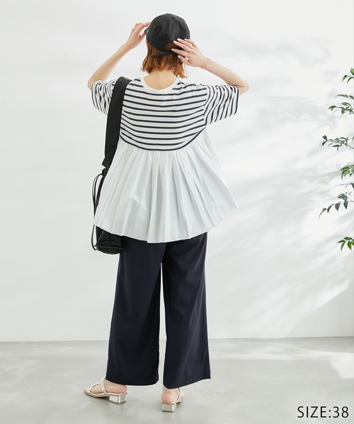 ROPE' PICNIC(ロペピクニック)の「【WEB限定カラー:ネイビー】着丈が選べる/バックギャザー切替トップス/リンクコーデ(Tシャツ/カットソー・レディース・ホワイト/グレー系その他/ブラック/カーキ/ネイビー・38/T38)」の19枚目の写真