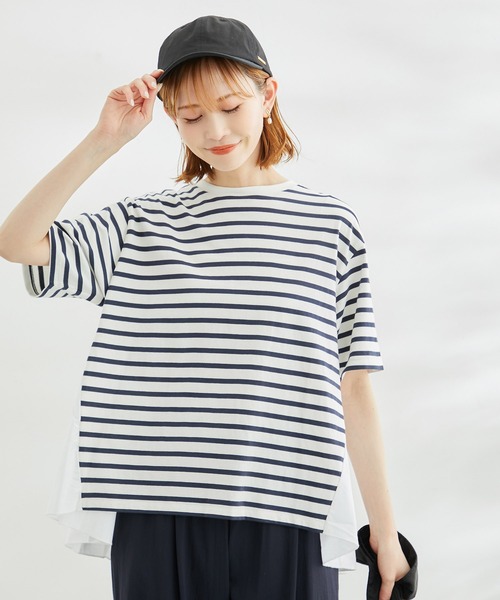 ROPE' PICNIC(ロペピクニック)の「【WEB限定カラー:ネイビー】着丈が選べる/バックギャザー切替トップス/リンクコーデ(Tシャツ/カットソー・レディース・ホワイト/グレー系その他/ブラック/カーキ/ネイビー・38/T38)」の21枚目の写真