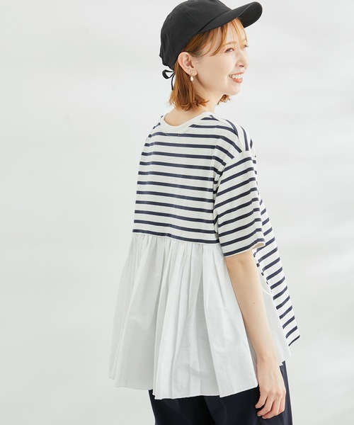 ROPE' PICNIC(ロペピクニック)の「【WEB限定カラー:ネイビー】着丈が選べる/バックギャザー切替トップス/リンクコーデ(Tシャツ/カットソー・レディース・ホワイト/グレー系その他/ブラック/カーキ/ネイビー・38/T38)」の22枚目の写真