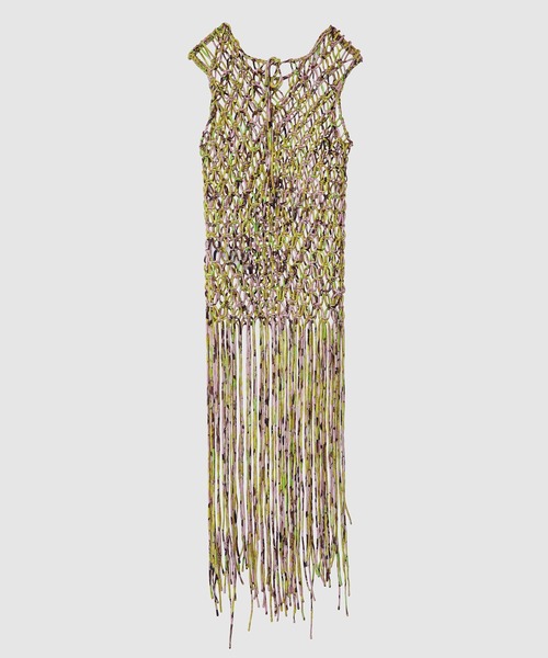 DRIES VAN NOTEN Vネック ハタンフリント トレス 【関税込】 Cotton Poplin Stripe Foil Print Half Sleeve Tiered Dress